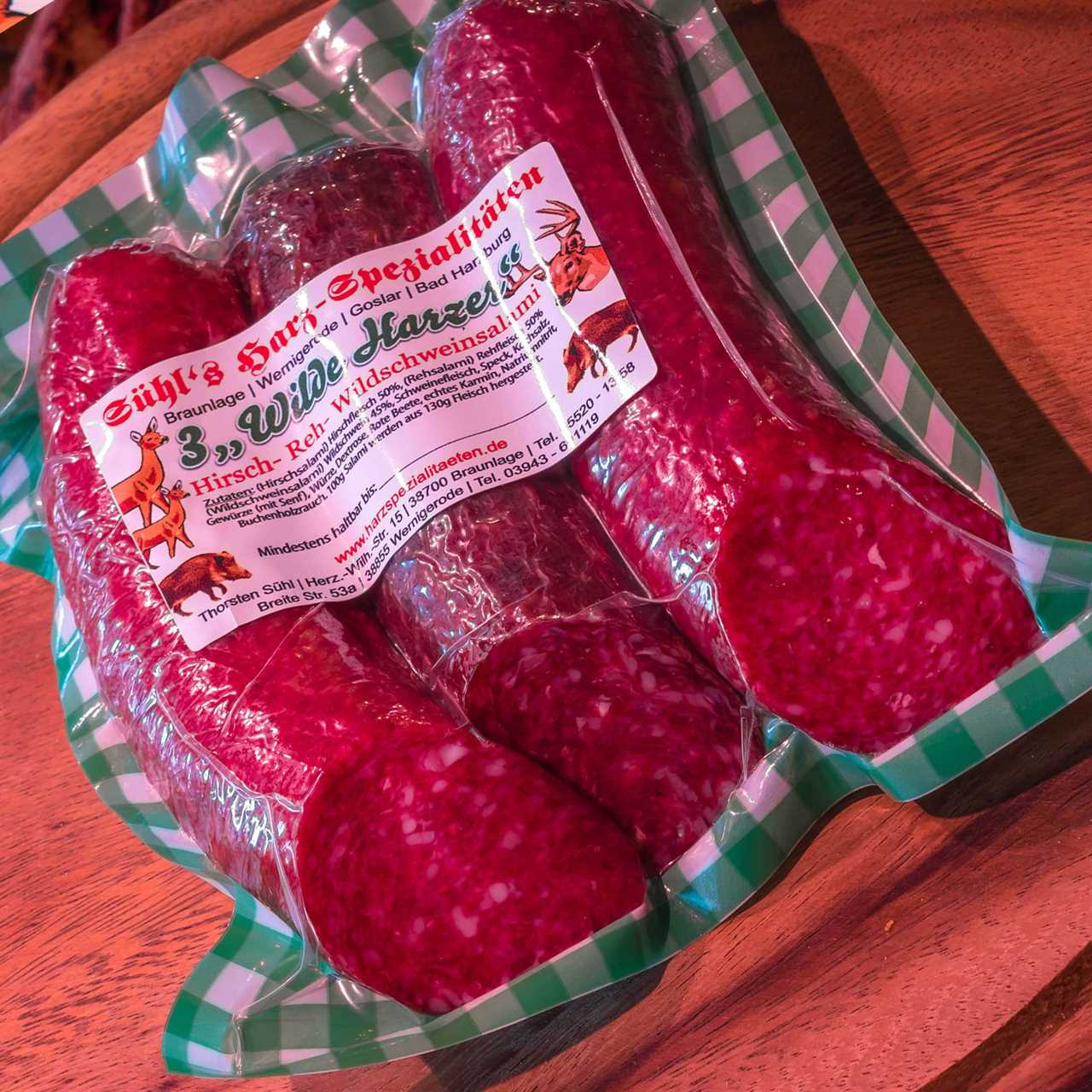 3 wilde Harzer Wildsalami Sühl's Harzspezialitäten 