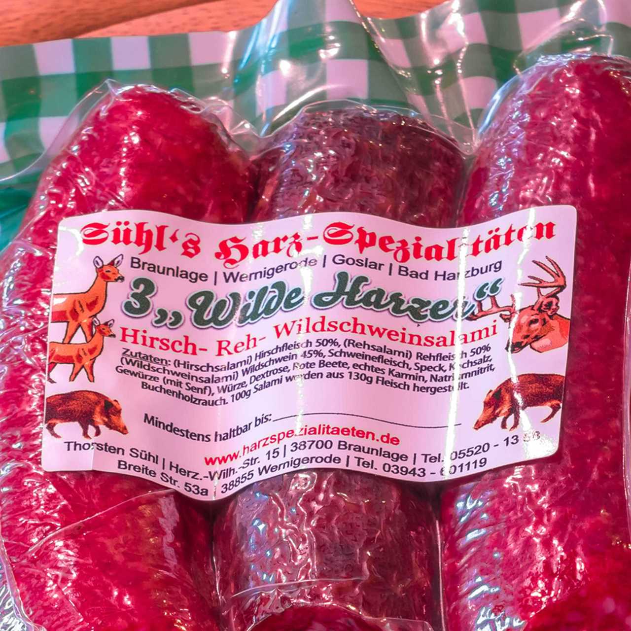 Sühl's 3 wilde Harzer Wildsalami Sühl's Harzspezialitäten 